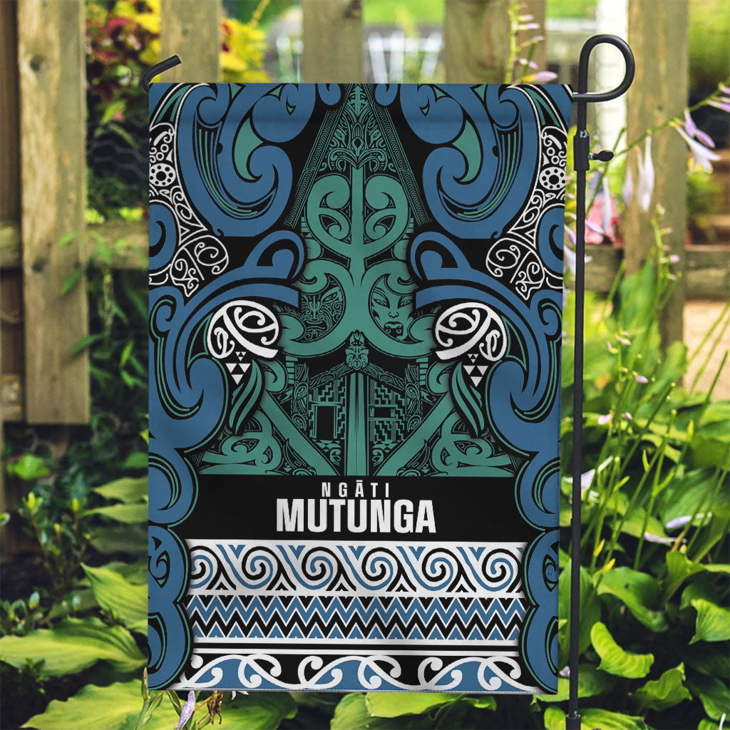 Aotearoa Iwi Ngati Mutunga Garden Flag Maori Wharenui House Tribal Pattern LT9 Garden Flag Ocean Blue - Polynesian Pride