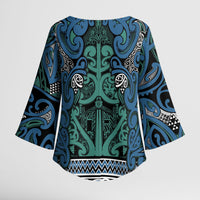 Aotearoa Iwi Ngati Mutunga Kimono Sleeve Blouse Maori Wharenui House Tribal Pattern LT9 - Polynesian Pride