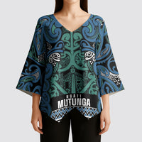 Aotearoa Iwi Ngati Mutunga Kimono Sleeve Blouse Maori Wharenui House Tribal Pattern LT9 - Polynesian Pride
