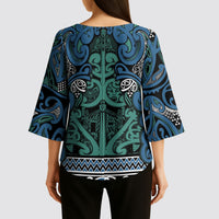 Aotearoa Iwi Ngati Mutunga Kimono Sleeve Blouse Maori Wharenui House Tribal Pattern LT9 - Polynesian Pride