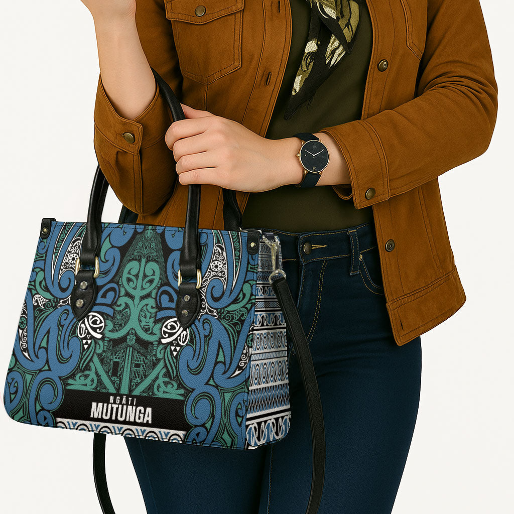 Aotearoa Iwi Ngati Mutunga Leather Bag Maori Wharenui House Tribal Pattern LT9 - Polynesian Pride