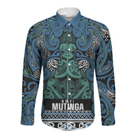 Aotearoa Iwi Ngati Mutunga Long Sleeve Button Shirt Maori Wharenui House Tribal Pattern LT9 Unisex Ocean Blue - Polynesian Pride