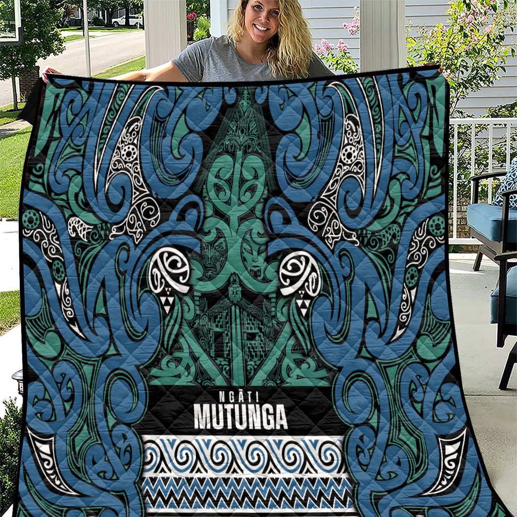 Aotearoa Iwi Ngati Mutunga Quilt Maori Wharenui House Tribal Pattern LT9 Ocean Blue - Polynesian Pride
