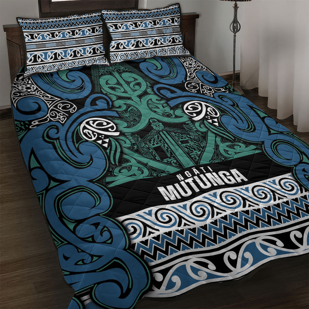 Aotearoa Iwi Ngati Mutunga Quilt Bed Set Maori Wharenui House Tribal Pattern LT9 Ocean Blue - Polynesian Pride