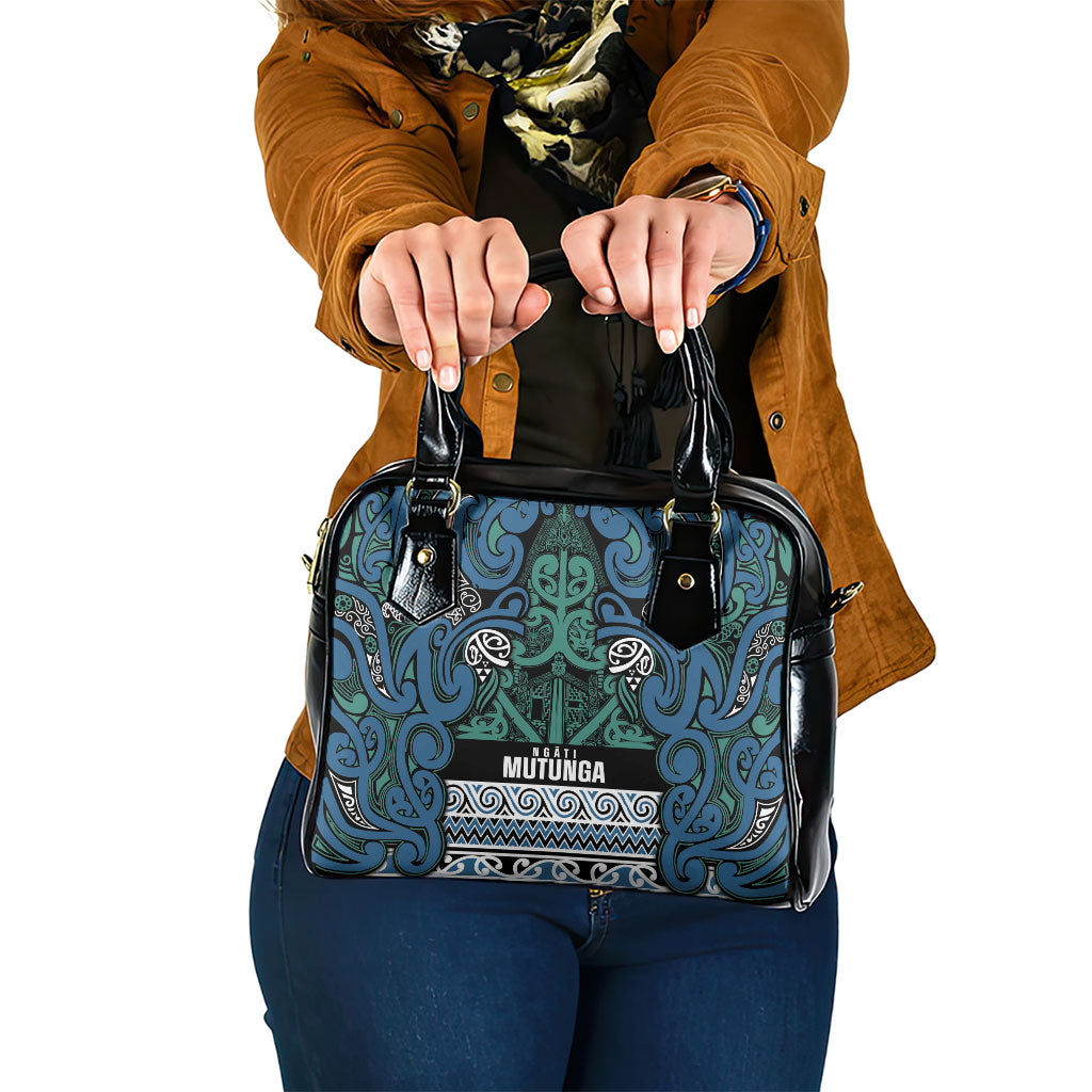 Aotearoa Iwi Ngati Mutunga Shoulder Handbag Maori Wharenui House Tribal Pattern LT9 One Size Ocean Blue - Polynesian Pride