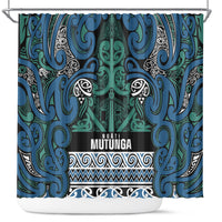 Aotearoa Iwi Ngati Mutunga Shower Curtain Maori Wharenui House Tribal Pattern LT9 Ocean Blue - Polynesian Pride