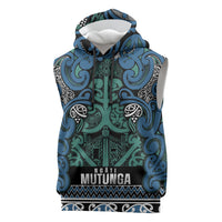 Aotearoa Iwi Ngati Mutunga Sleeveless Hoodie Maori Wharenui House Tribal Pattern LT9 Ocean Blue - Polynesian Pride