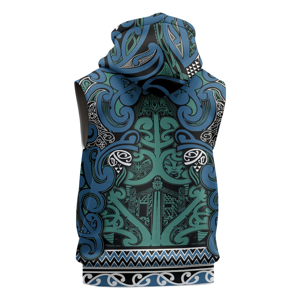 Aotearoa Iwi Ngati Mutunga Sleeveless Hoodie Maori Wharenui House Tribal Pattern LT9 - Polynesian Pride