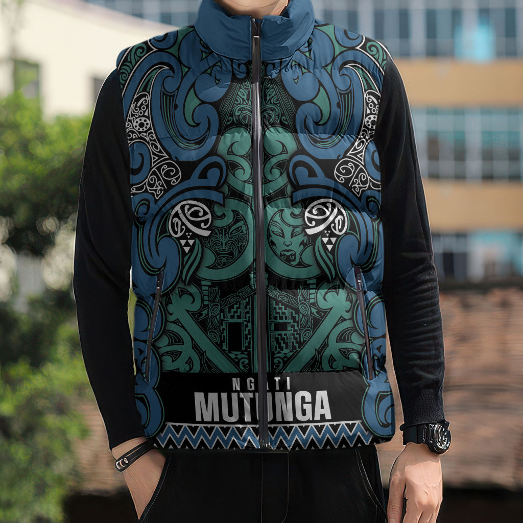 Aotearoa Iwi Ngati Mutunga Sleeveless Puffer Jacket Maori Wharenui House Tribal Pattern LT9 - Polynesian Pride