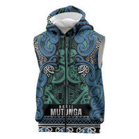 Aotearoa Iwi Ngati Mutunga Sleeveless Zip Hoodie Maori Wharenui House Tribal Pattern LT9 Ocean Blue - Polynesian Pride