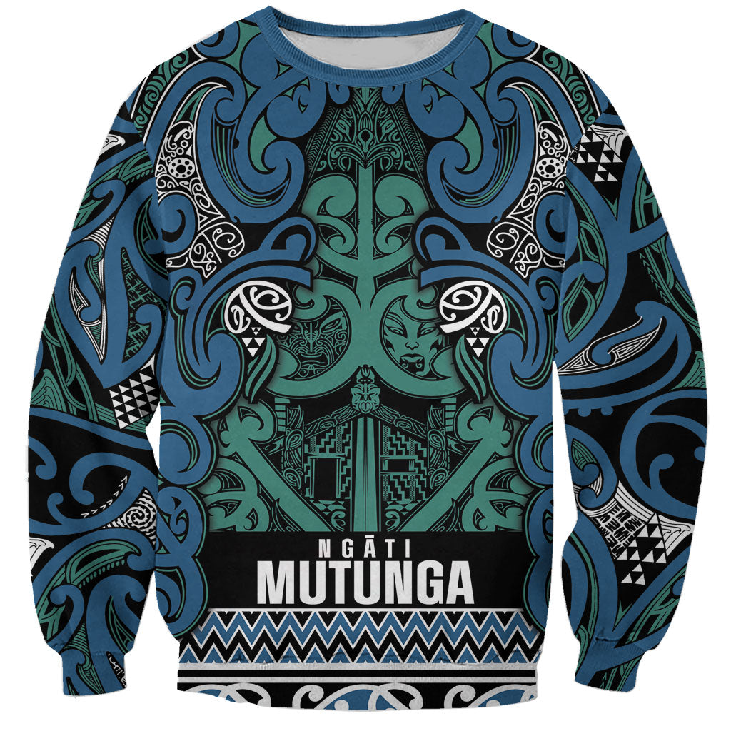 Aotearoa Iwi Ngati Mutunga Sweatshirt Maori Wharenui House Tribal Pattern LT9 Unisex Ocean Blue - Polynesian Pride