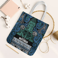Aotearoa Iwi Ngati Mutunga Tote Bag Maori Wharenui House Tribal Pattern LT9 White Strap One Size Ocean Blue - Polynesian Pride