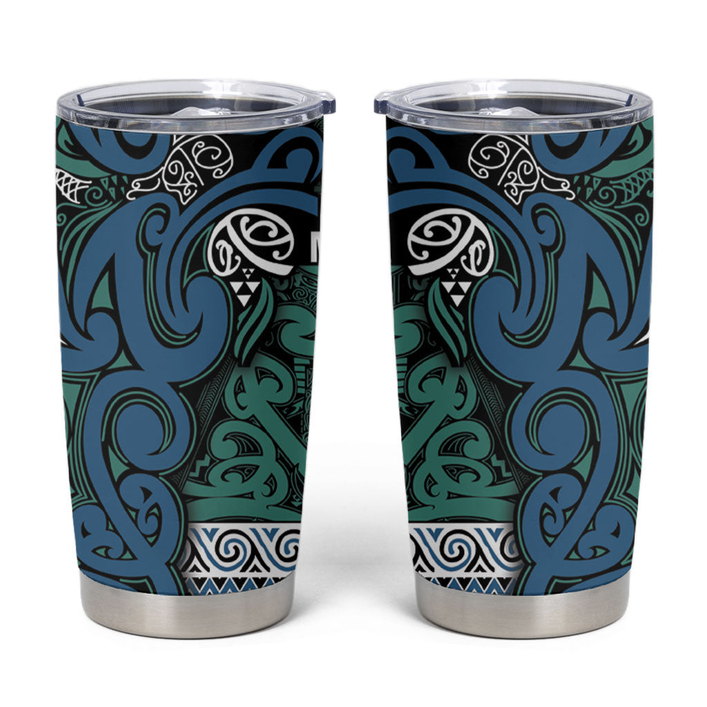 Aotearoa Iwi Ngati Mutunga Tumbler Cup Maori Wharenui House Tribal Pattern LT9 Ocean Blue - Polynesian Pride