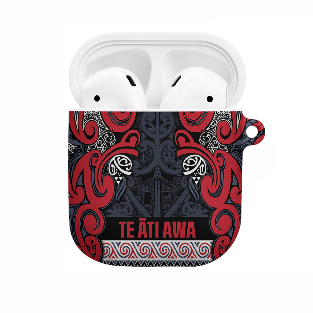 Aotearoa Iwi Te ati Awa AirPods Case Maori Wharenui House Tribal Pattern LT9 Bright Red - Polynesian Pride