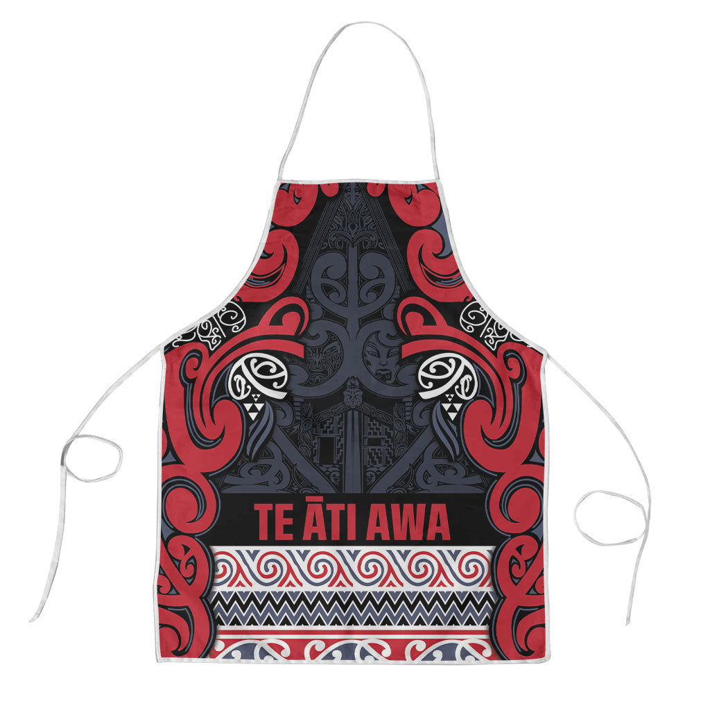 Aotearoa Iwi Te ati Awa Apron Maori Wharenui House Tribal Pattern LT9 Bright Red - Polynesian Pride