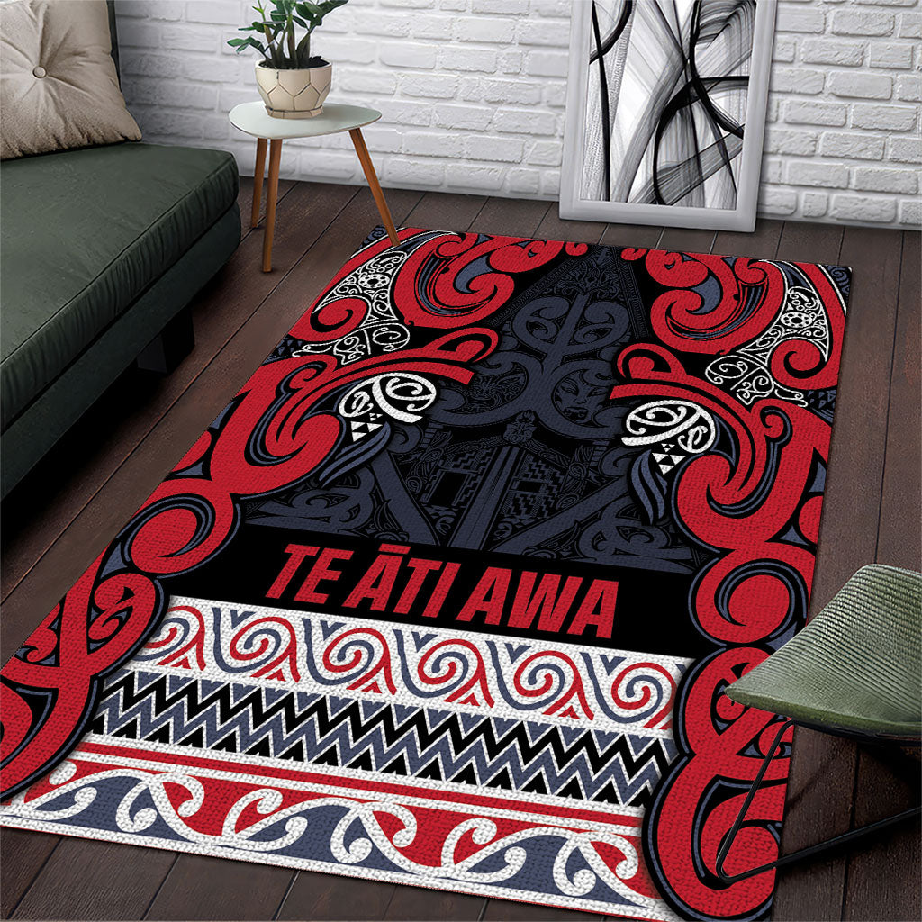 Aotearoa Iwi Te ati Awa Area Rug Maori Wharenui House Tribal Pattern LT9 Bright Red - Polynesian Pride