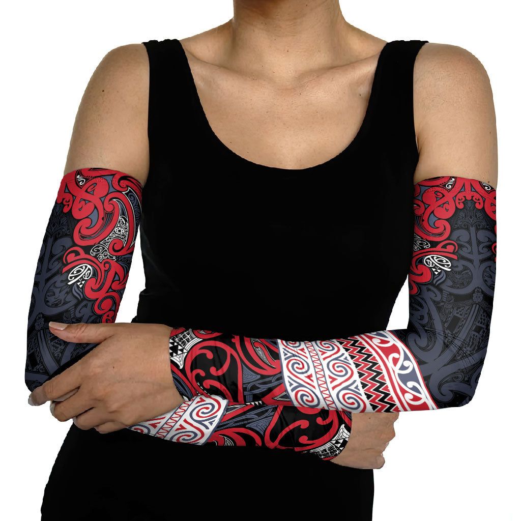 Aotearoa Iwi Te ati Awa Arm Sleeves Maori Wharenui House Tribal Pattern LT9 - Polynesian Pride