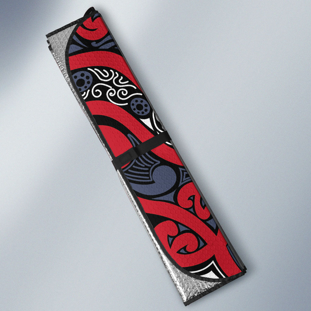 Aotearoa Iwi Te ati Awa Auto Sun Shade Maori Wharenui House Tribal Pattern LT9 - Polynesian Pride