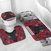 Aotearoa Iwi Te ati Awa Bathroom Set Maori Wharenui House Tribal Pattern LT9 Mat Set Only (3 pcs) One Size Bright Red - Polynesian Pride
