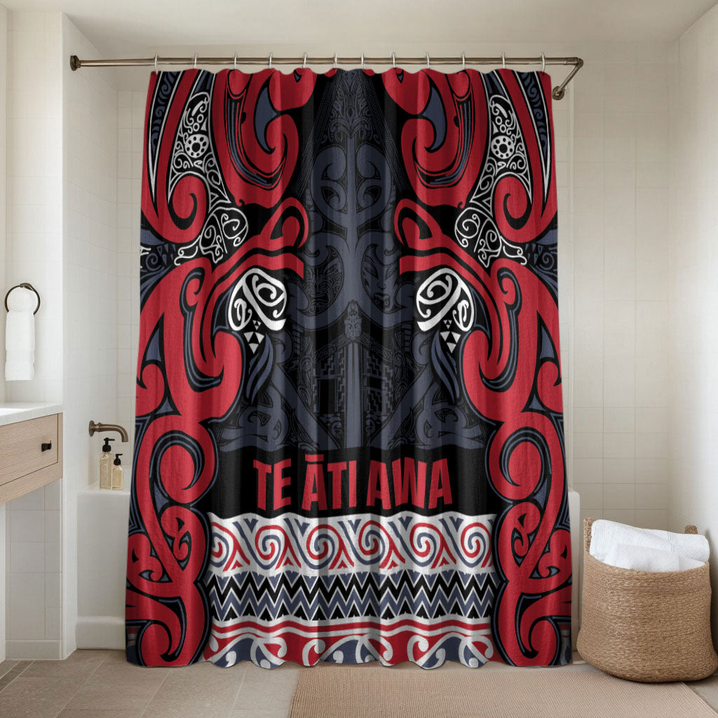 Aotearoa Iwi Te ati Awa Bathroom Set Maori Wharenui House Tribal Pattern LT9 Shower Curtain Only Bright Red - Polynesian Pride