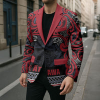 Aotearoa Iwi Te ati Awa Blazer Maori Wharenui House Tribal Pattern LT9 - Polynesian Pride
