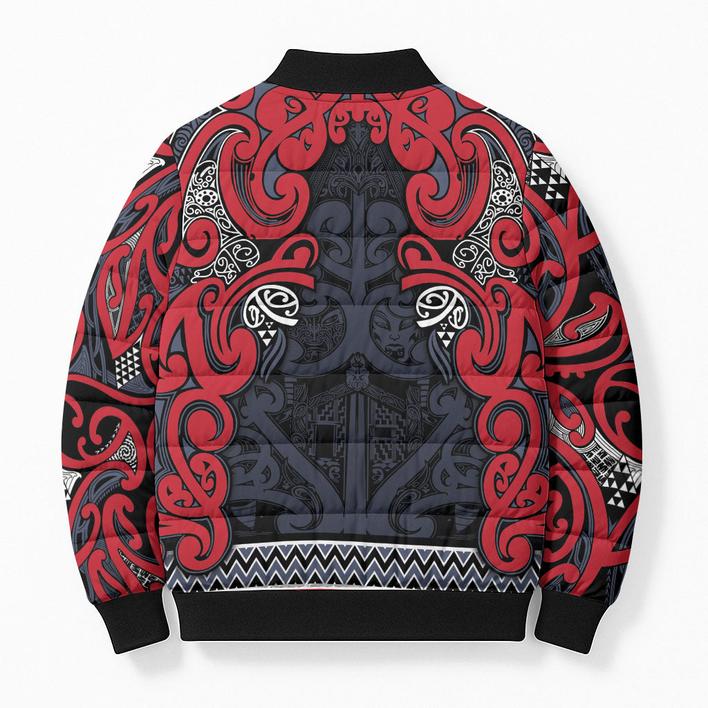 Aotearoa Iwi Te ati Awa Bomber Puffer Jacket Maori Wharenui House Tribal Pattern LT9 - Polynesian Pride