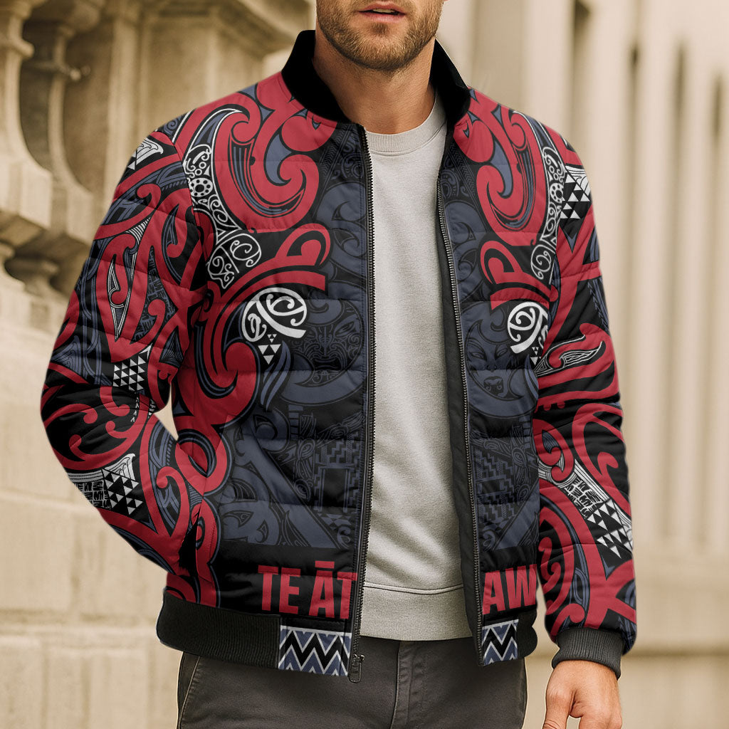 Aotearoa Iwi Te ati Awa Bomber Puffer Jacket Maori Wharenui House Tribal Pattern LT9 - Polynesian Pride