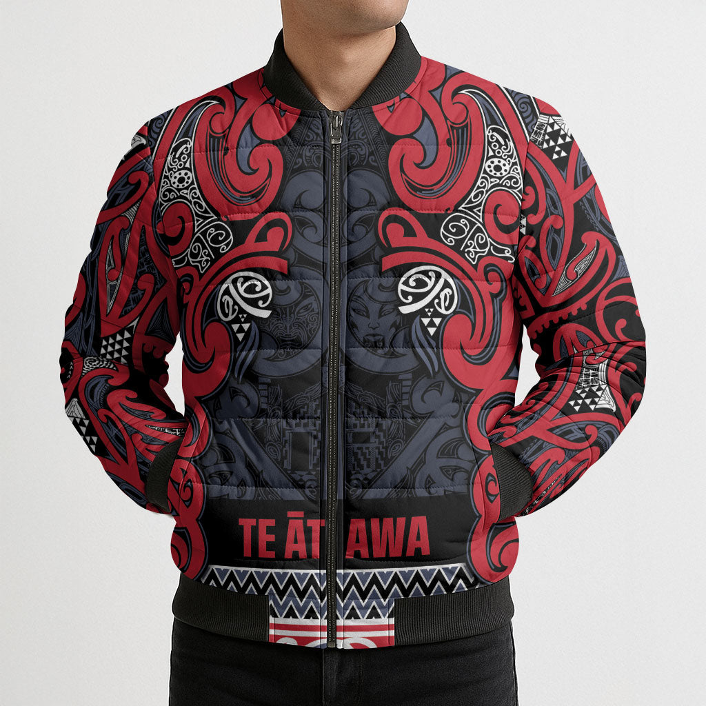 Aotearoa Iwi Te ati Awa Bomber Puffer Jacket Maori Wharenui House Tribal Pattern LT9 - Polynesian Pride