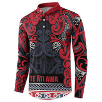 Aotearoa Iwi Te ati Awa Button Sweatshirt Maori Wharenui House Tribal Pattern LT9 - Polynesian Pride