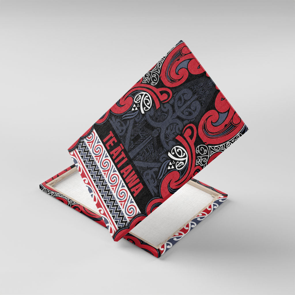 Aotearoa Iwi Te ati Awa Canvas Wall Art Maori Wharenui House Tribal Pattern LT9 With Frame Bright Red - Polynesian Pride