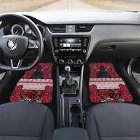 Aotearoa Iwi Te ati Awa Car Mats Maori Wharenui House Tribal Pattern LT9 Set 2pcs - Front Bright Red - Polynesian Pride