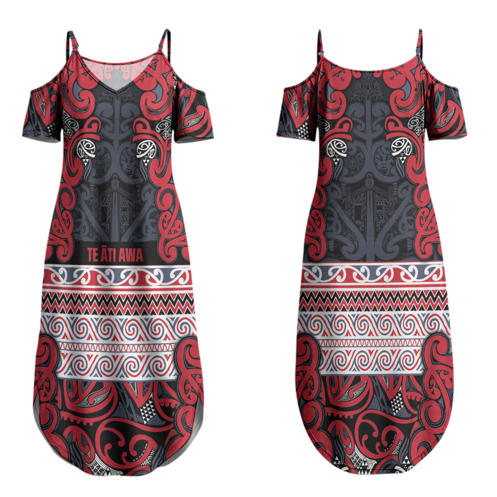 Aotearoa Iwi Te ati Awa Couples Matching Summer Maxi Dress and Hawaiian Shirt Maori Wharenui House Tribal Pattern LT9 - Polynesian Pride