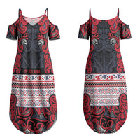 Aotearoa Iwi Te ati Awa Couples Matching Summer Maxi Dress and Hawaiian Shirt Maori Wharenui House Tribal Pattern LT9 - Polynesian Pride