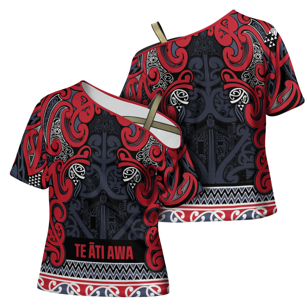 Aotearoa Iwi Te ati Awa Cross Shoulder Shirt Maori Wharenui House Tribal Pattern LT9 - Polynesian Pride