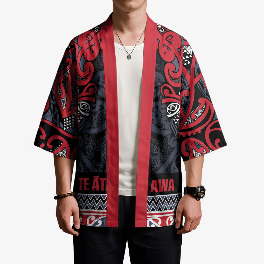 Aotearoa Iwi Te ati Awa Kimono Maori Wharenui House Tribal Pattern LT9 - Polynesian Pride