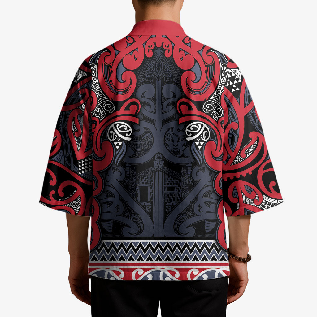 Aotearoa Iwi Te ati Awa Kimono Maori Wharenui House Tribal Pattern LT9 - Polynesian Pride