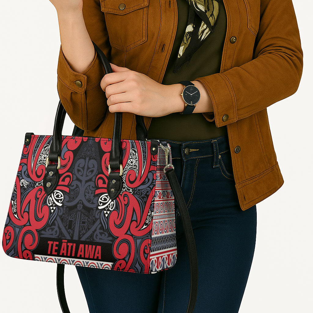 Aotearoa Iwi Te ati Awa Leather Bag Maori Wharenui House Tribal Pattern LT9 - Polynesian Pride