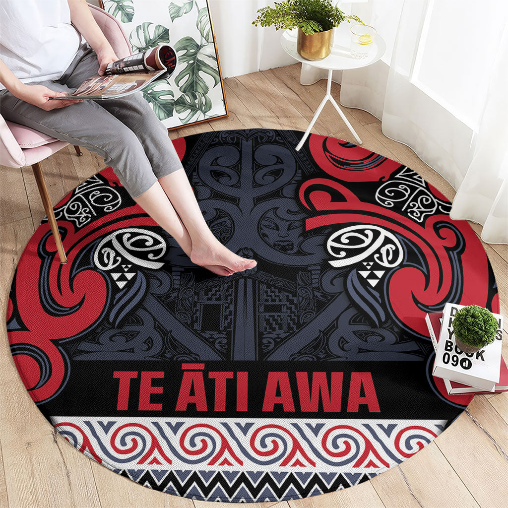 Aotearoa Iwi Te ati Awa Round Carpet Maori Wharenui House Tribal Pattern LT9 - Polynesian Pride