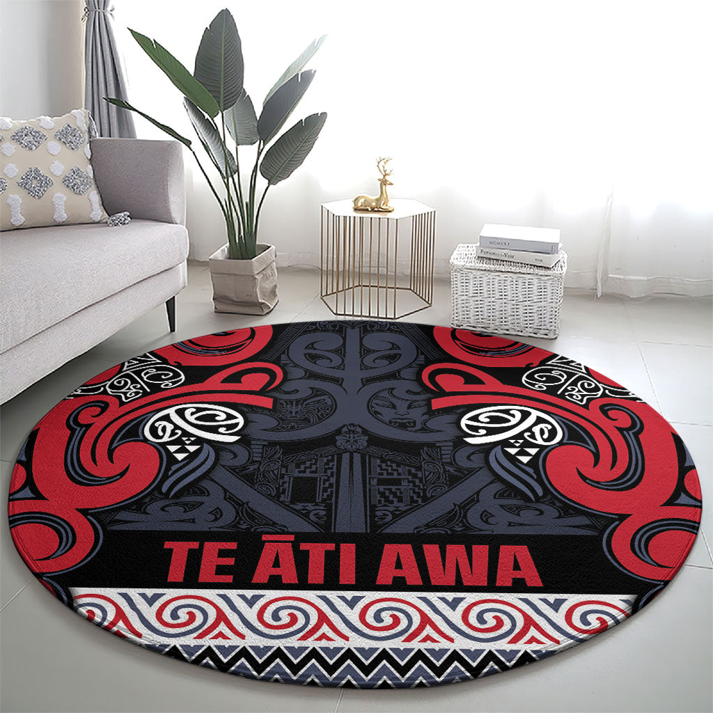 Aotearoa Iwi Te ati Awa Round Carpet Maori Wharenui House Tribal Pattern LT9 - Polynesian Pride