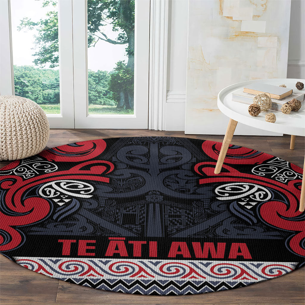 Aotearoa Iwi Te ati Awa Round Carpet Maori Wharenui House Tribal Pattern LT9 - Polynesian Pride