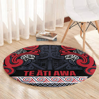 Aotearoa Iwi Te ati Awa Round Carpet Maori Wharenui House Tribal Pattern LT9 - Polynesian Pride