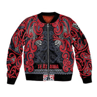 Aotearoa Iwi Te ati Awa Sleeve Zip Bomber Jacket Maori Wharenui House Tribal Pattern LT9 Unisex Bright Red - Polynesian Pride