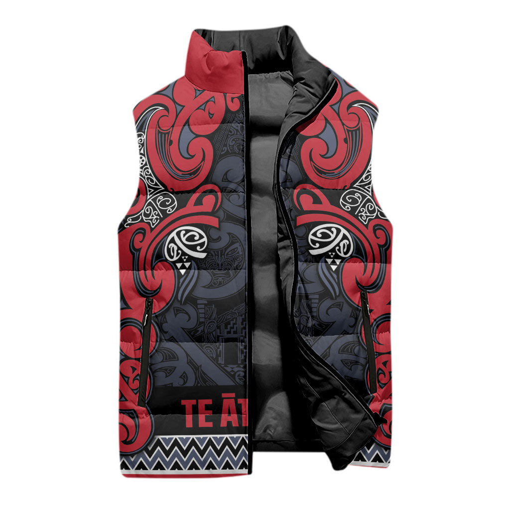 Aotearoa Iwi Te ati Awa Sleeveless Puffer Jacket Maori Wharenui House Tribal Pattern LT9 - Polynesian Pride