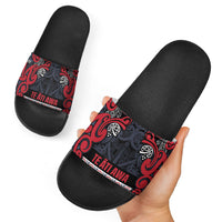 Aotearoa Iwi Te ati Awa Slide Sandals Maori Wharenui House Tribal Pattern LT9 - Polynesian Pride