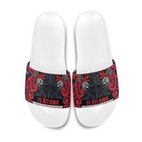 Aotearoa Iwi Te ati Awa Slide Sandals Maori Wharenui House Tribal Pattern LT9 Bright Red - Polynesian Pride