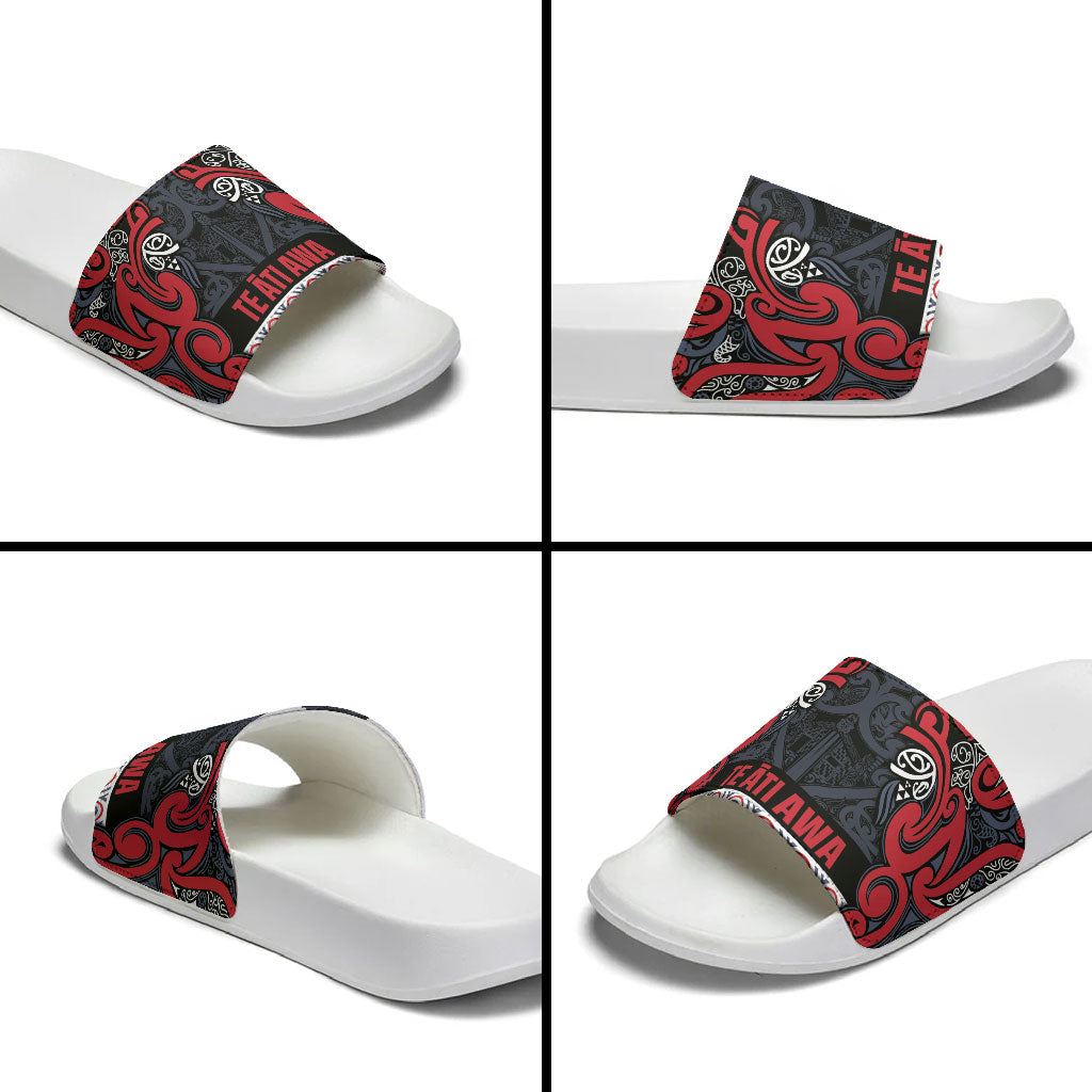 Aotearoa Iwi Te ati Awa Slide Sandals Maori Wharenui House Tribal Pattern LT9 - Polynesian Pride