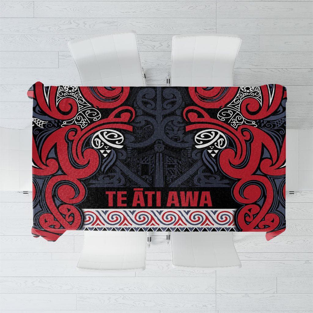 Aotearoa Iwi Te ati Awa Tablecloth Maori Wharenui House Tribal Pattern LT9 Bright Red - Polynesian Pride
