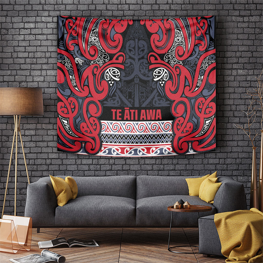 Aotearoa Iwi Te ati Awa Tapestry Maori Wharenui House Tribal Pattern LT9 Bright Red - Polynesian Pride