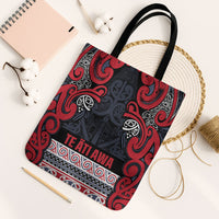 Aotearoa Iwi Te ati Awa Tote Bag Maori Wharenui House Tribal Pattern LT9 Black Strap One Size Bright Red - Polynesian Pride