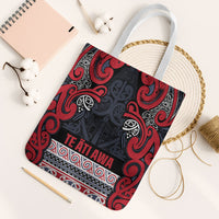 Aotearoa Iwi Te ati Awa Tote Bag Maori Wharenui House Tribal Pattern LT9 White Strap One Size Bright Red - Polynesian Pride